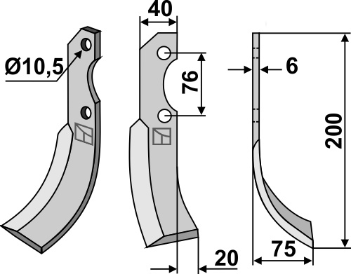 Fräsmesser 200x40mm, rechts, passend für Barbieri