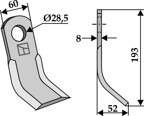 Y-Messer 193x60 mm, passend für Berti