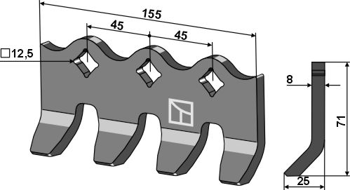 Krallenklinge 155x8 mm, passend für Humus
