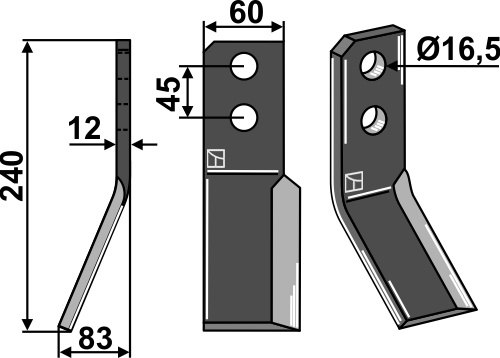 Fräsmesser 240x60mm, links, passend für Valentini