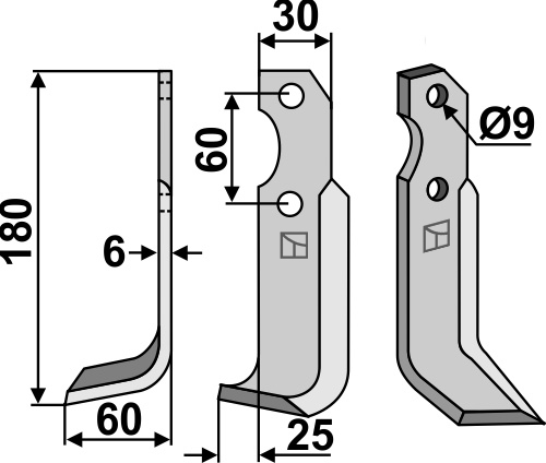 Fräsmesser 180x30mm, links, passend für Brumital-Agris