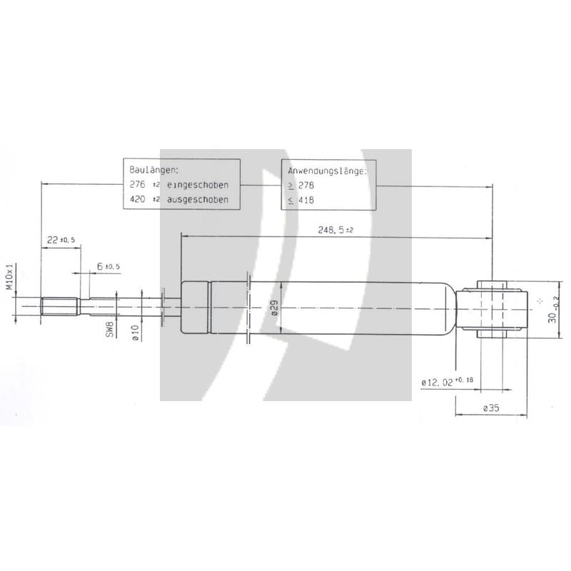 Stabilus Gasdruckdämpfer 144 mm Buchse Metall mit Gummipuffer