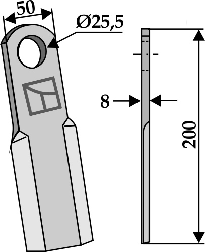 Gerades Messer 200x50 mm, passend für Rivierre Casalis