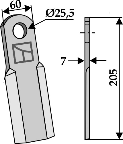 Gerades Messer 205x60 mm, passend für Seko