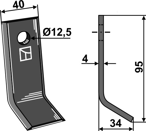 Y-Messer 95x40 mm, passend für Agria