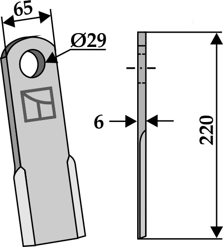 Gerades Messer 220x65 mm, passend für Ugeløse