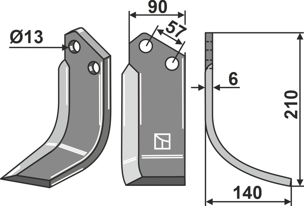 Fräsmesser 210x90mm, rechts, passend für Howard