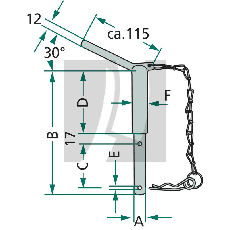 Oberlenker-Stufenbolzen 172 mm