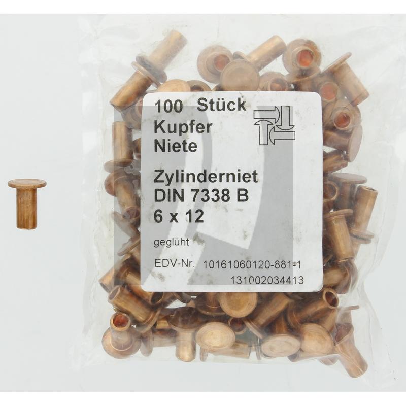 Kupferniete 6x12 DIN 7338, VPE 100