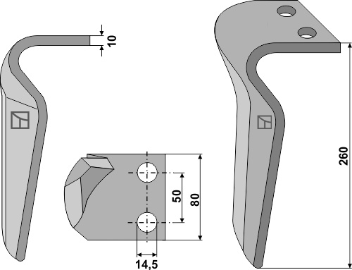 Kreiseleggenzinken rechts 260 mm x 80 mm, passend für Alpego, Ortolan und mehr