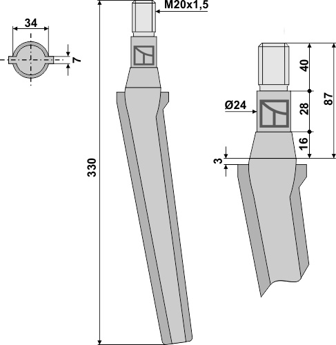 Kreiseleggenzinken 330 mm, passend für Fliegl