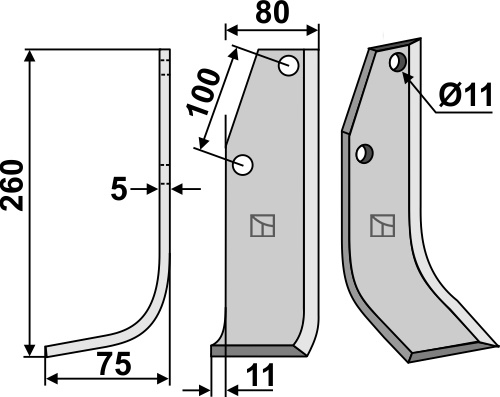 Fräsmesser 260x80mm, links, passend für Holder