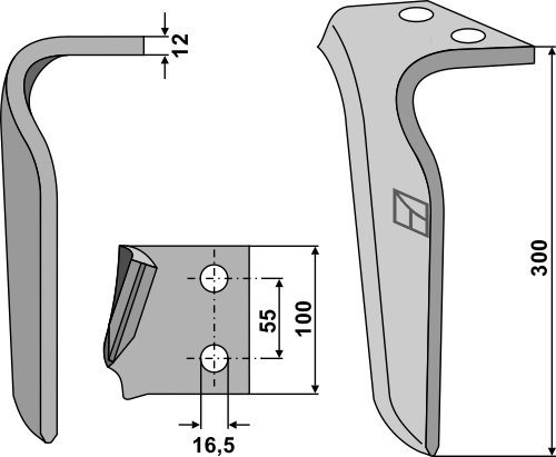 Kreiseleggenzinken, rechts 300 mm x 100 mm, passend für Frandent