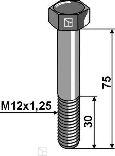Sechskantschraube mit Feingewinde - M12x1,25X75 - 8.8