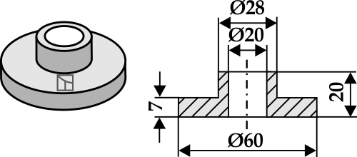 Innenbuchse 20x20x60, passend für Gilbers