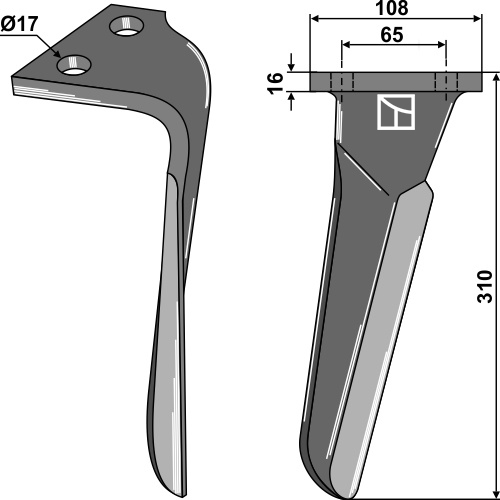 Kreiseleggenzinken rechts 310 mm x 108 mm, passend für Frandent