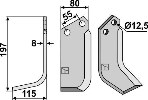 Fräsmesser 197x80mm, links, passend für Gramegna