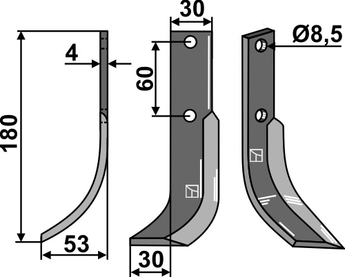 Fräsmesser 180x30mm, links, passend für Honda