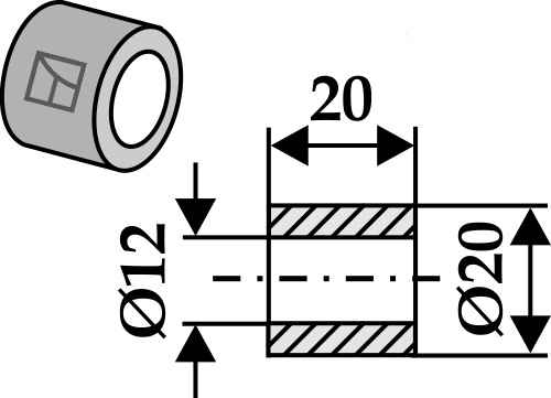 Buchse 20x12x20, passend für votex