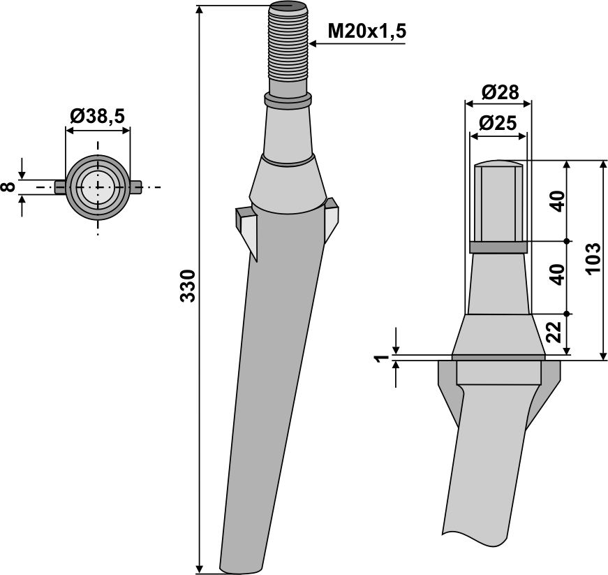 Kreiseleggenzinken 330 mm, passend für Landsberg, Rau und mehr