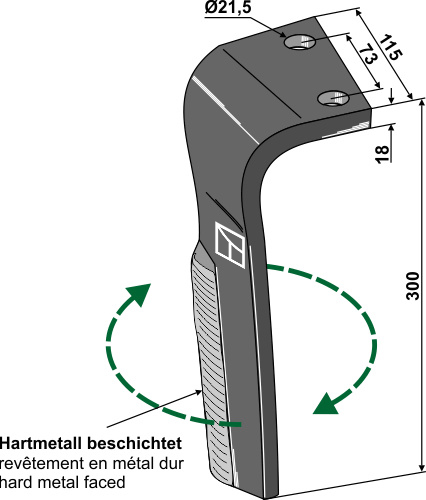 Kreiseleggenzinken, rechts 300 mm x 115 mm, passend für Lemken
