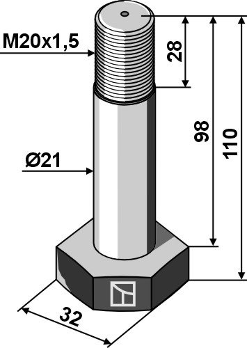Bolzen M20x1,5, passend für Lagarde