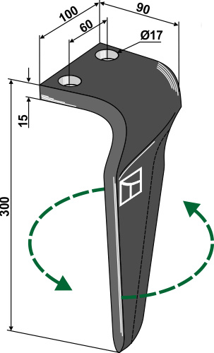 Kreiseleggenzinken links 300 mm x 100 mm, passend für Breviglieri und Regent