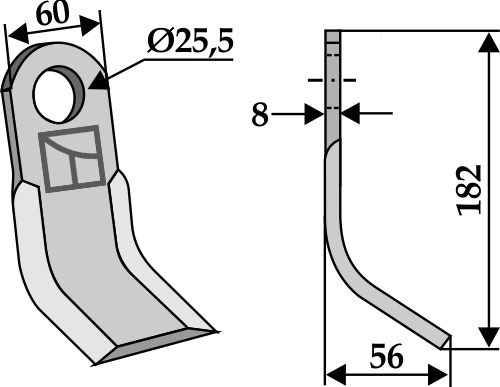 Y-Messer 182x60 mm, passend für Seppi
