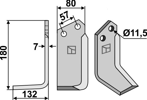 Fräsmesser 180x80mm, links, passend für Howard