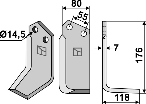 Fräsmesser 176x80mm, rechts, passend für Nardi