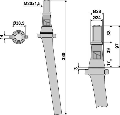 Kreiseleggenzinken 330 mm, passend für Feraboli