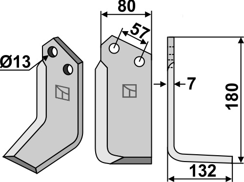 Fräsmesser 180x80mm, rechts, passend für Howard und Agricom