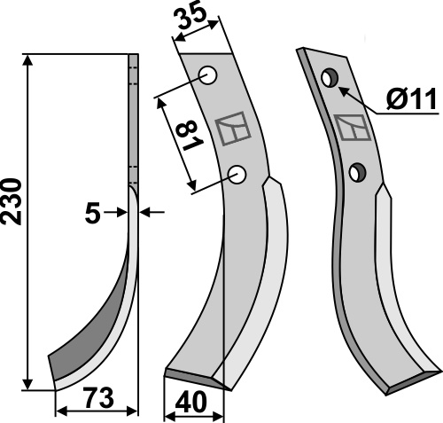 Fräsmesser 230x35mm, links, passend für Honda