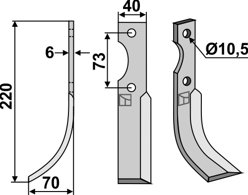 Fräsmesser 220x40mm, links, passend für Agrimac
