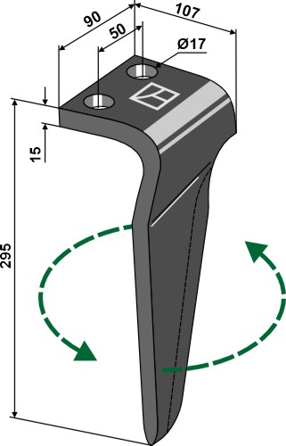 Kreiseleggenzinken, links 295 mm x 90 mm, passend für Falc