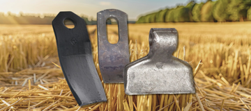 Mengenrabatt-Aktion für Schlegelmäher- und Mulcher-Ersatzteile – Sparen beim Kauf größerer Stückzahlen. Werbebanner mit Rabatt-Hinweis und Abbildungen von Ersatzteilen.