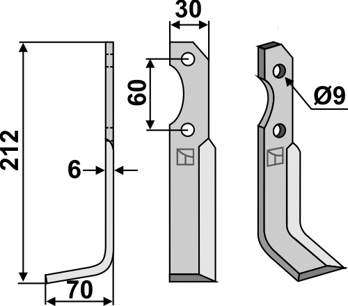 Fräsmesser 212x30mm, links, passend für Brumital-Agris