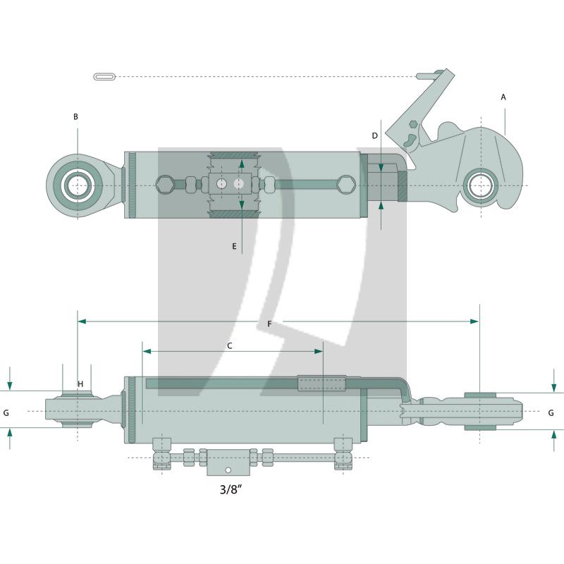 Hydraulischer Oberlenker 640 / 920 mm