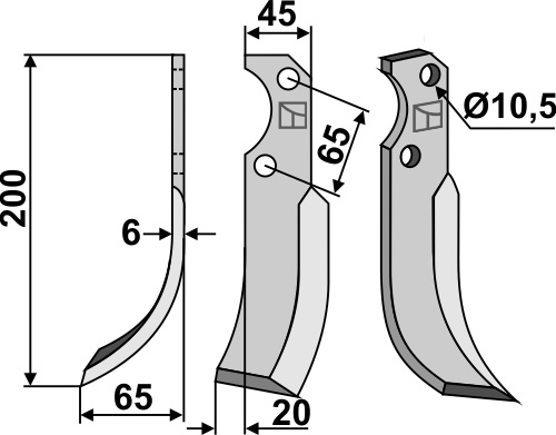 Fräsmesser 200x45mm, links, passend für Fort