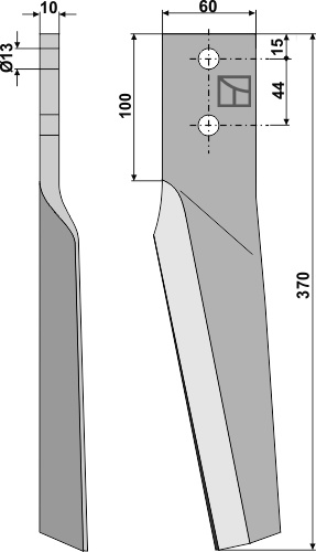 Kreiseleggenzinken rechts 370 mm x 60 mm, passend für Maschio und Gaspardo