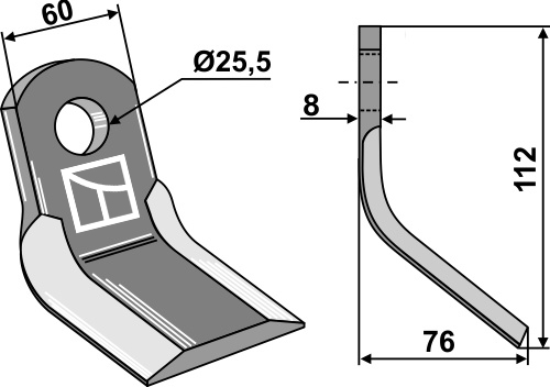 Y-Messer 112x60 mm, passend für Vogel u. Noot