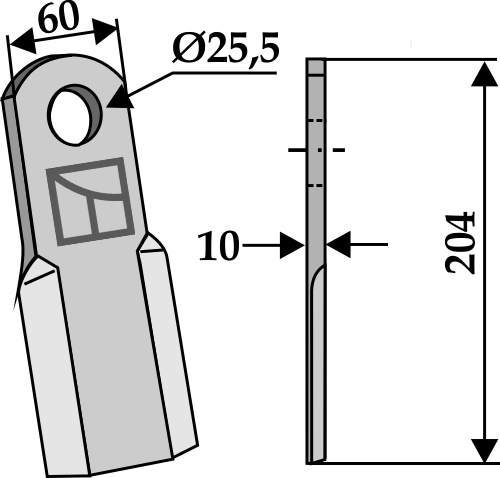 Gerades Messer 204x60 mm, passend für M.E.A.A.T., Nobili und mehr