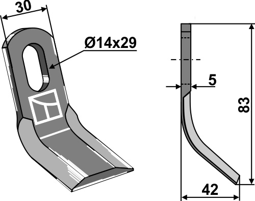 Y-Messer 83x30 mm, passend für Procomas und Lipco