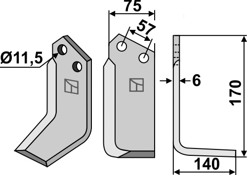 Fräsmesser 170x75mm, rechts, passend für Howard