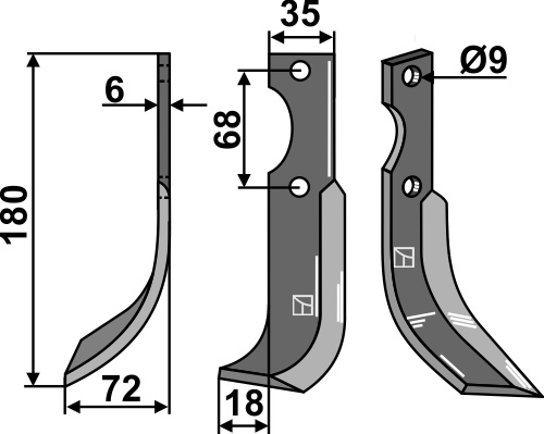 Fräsmesser 180x35mm, links, passend für Grillo