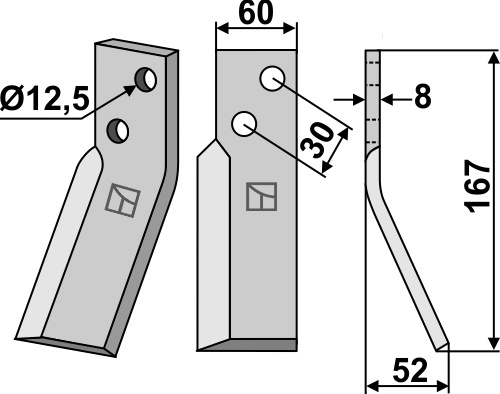 Rotorzinken 167x60mm, rechts, passend für RenterL.M.T.