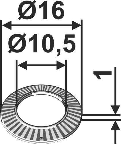 Industriehof Sperrkantscheibe Ø16x1xØ10,5, 30.009-S