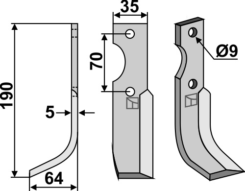 Fräsmesser 190x35mm, links, passend für Fort