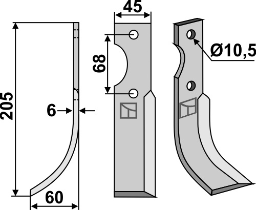 Fräsmesser 205x45mm, links, passend für Benassi