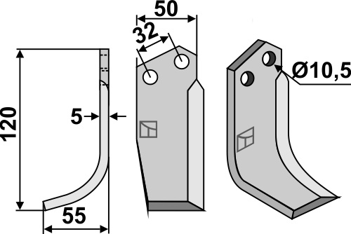 Fräsmesser 120x50mm, links, passend für Comeb